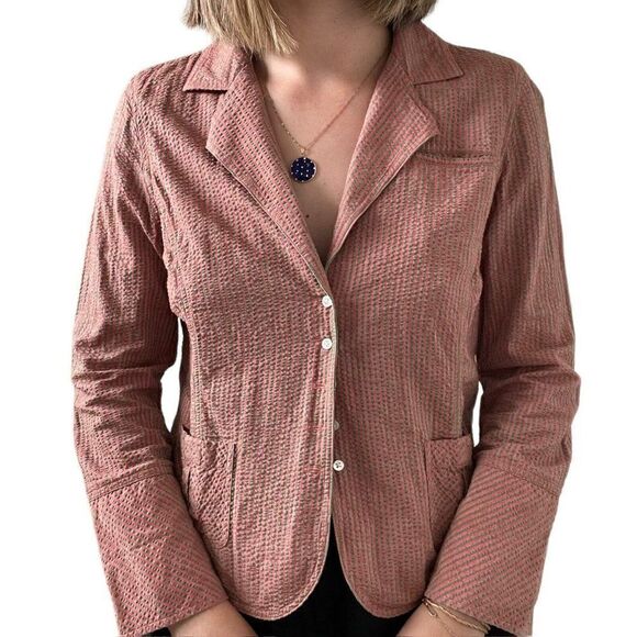 Robert Graham Womens Pink Green Seersucker Striped Collared Blouse Shirt Sz S - Picture 5 of 10